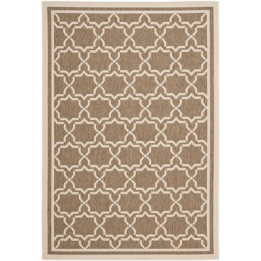 Courtyard Brown and Bone 5'3" x 5'3" Round Outdoor Area Rug