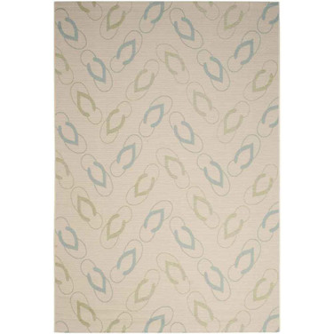 Courtyard Beige and Aqua 5'3" x 7'7" Sisal Weave Outdoor Area Rug