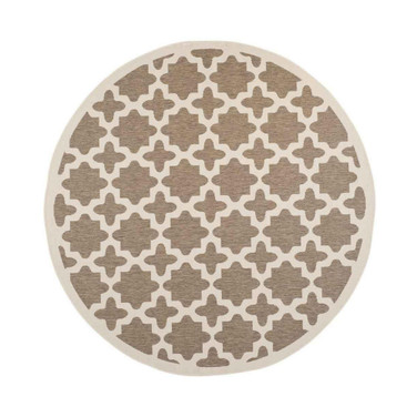 Courtyard Brown and Bone 7'10" x 7'10" Sisal Weave Round Outdoor Area Rug