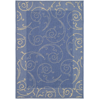 Courtyard Blue and Natural 2'3" x 12' Runner Outdoor Area Rug