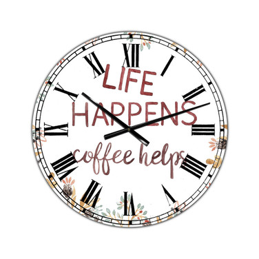 Life Happens Coffee Helps Oversized Cottage Wall Clock - 36" x 28" x 1"
