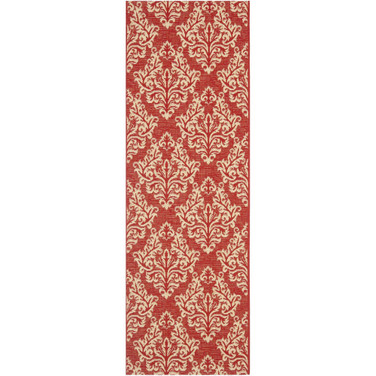 Courtyard Red and Creme 2'3" x 10' Runner Outdoor Area Rug