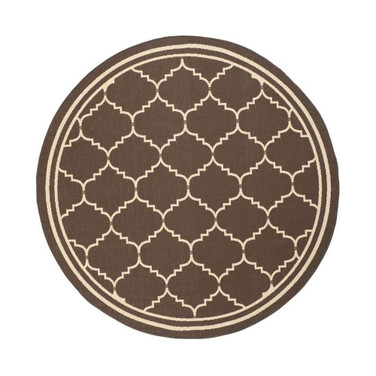 Courtyard Chocolate and Cream 6'7" x 6'7" Sisal Weave Round Outdoor Area Rug