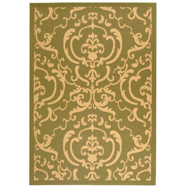Courtyard Olive and Natural 6'7" x 6'7" Square Outdoor Area Rug