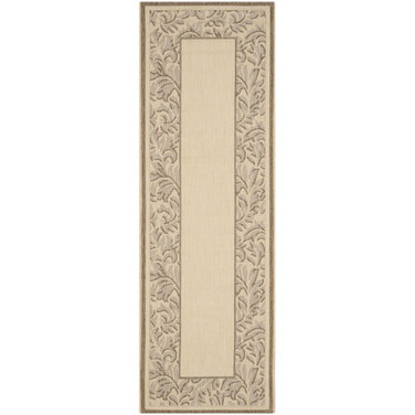 Courtyard Natural and Brown 6'7" x 6'7" Sisal Weave Round Outdoor Area Rug
