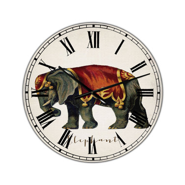 Circus Animals Elephant Large Cottage Wall Clock - 36" x 28" x 1"