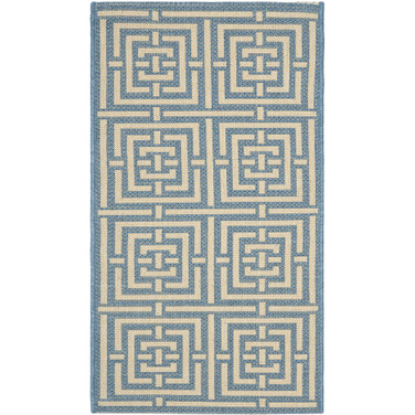 Courtyard Blue and Bone 2' x 3'7" Outdoor Area Rug