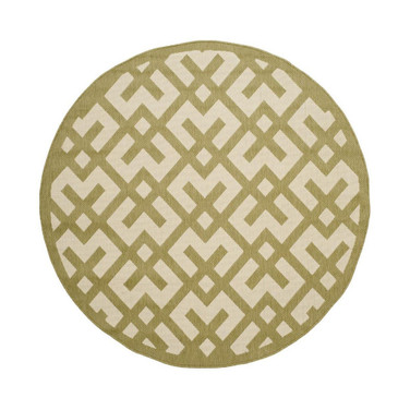 Courtyard Beige and Green 6'7" x 6'7" Sisal Weave Round Outdoor Area Rug