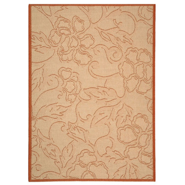 Courtyard Natural and Terra 6'7" x 6'7" Round Outdoor Area Rug