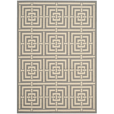 Courtyard Gray and Cream 6'7" x 9'6" Sisal Weave Outdoor Area Rug