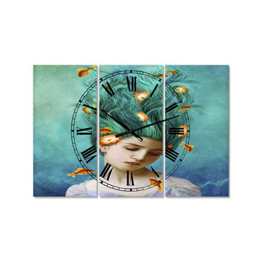 Sweet Allure Oversized Modern 3 Panels Wall Clock - 38" x 38" x 1"