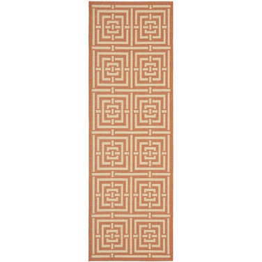 Courtyard Terracotta and Cream 2'3" x 6'7" Runner Outdoor Area Rug