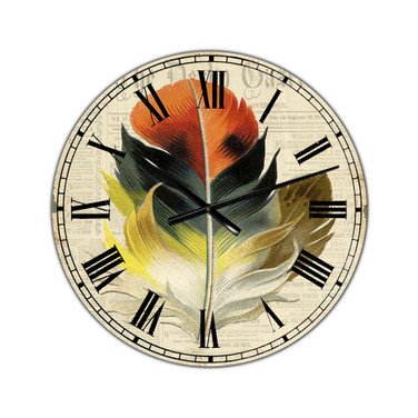 Colorful Elegant Feather III Oversized Cottage Wall Clock - 36" x 28" x 1"