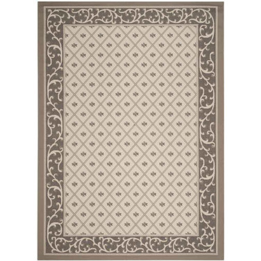 Courtyard Beige and Dark Beige 8' x 11' Sisal Weave Outdoor Area Rug