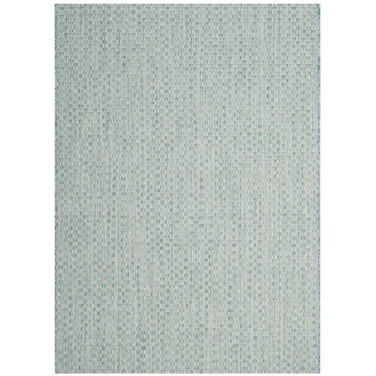 Courtyard Light Blue and Light Gray 6'7" x 6'7" Sisal Weave Square Outdoor Area Rug