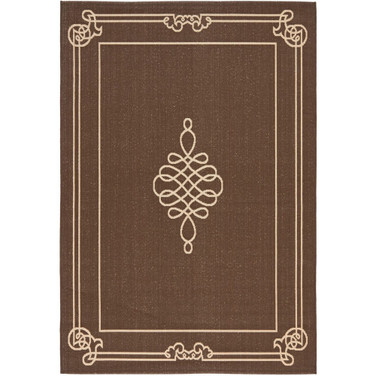 Courtyard Chocolate and Cream 8' x 11' Outdoor Area Rug
