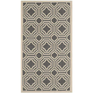 Courtyard Anthracite and Beige 2' x 3'7" Outdoor Area Rug