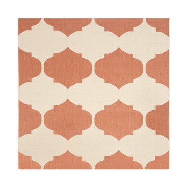 Courtyard Beige and Terracotta 5'3" x 5'3" Square Outdoor Area Rug