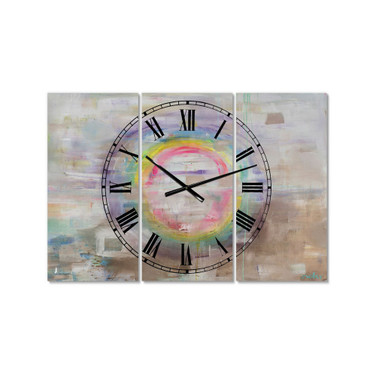 Rainbow Reflect Mood Oversized Cottage 3 Panels Wall Clock - 38" x 38" x 1"