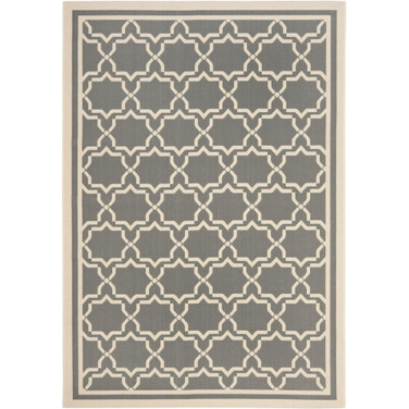Courtyard Anthracite and Beige 5'3" x 7'7" Outdoor Area Rug