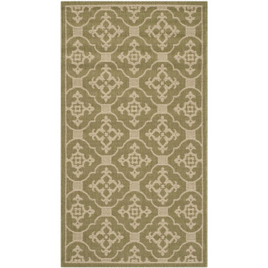Courtyard Green and Creme 5'3" x 7'7" Sisal Weave Outdoor Area Rug