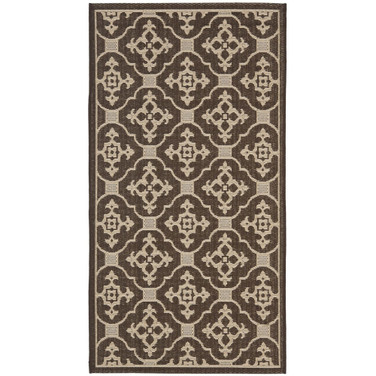 Courtyard Chocolate and Cream 2'7" x 5' Outdoor Area Rug