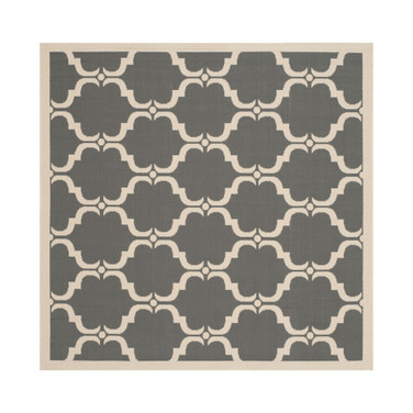 Courtyard Anthracite and Beige 6'7" x 6'7" Sisal Weave Square Outdoor Area Rug