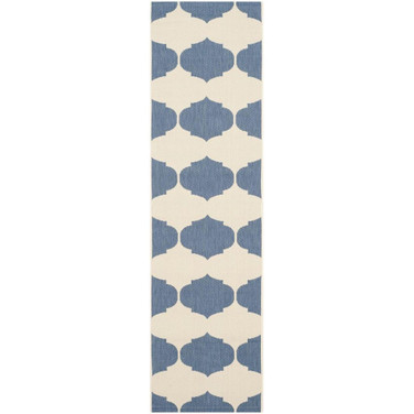 Courtyard Beige and Blue 2'3" x 8' Runner Outdoor Area Rug
