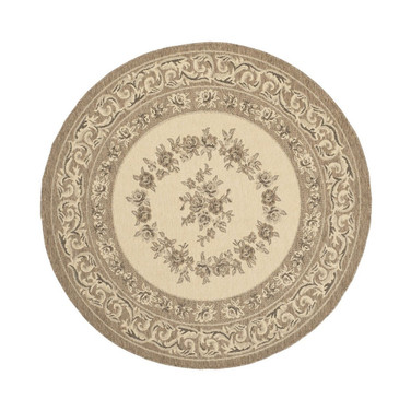 Courtyard Creme and Brown 5'3" x 5'3" Sisal Weave Round Outdoor Area Rug