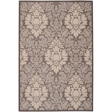 Courtyard Chocolate and Natural 5'3" x 7'7" Outdoor Area Rug