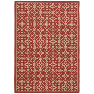 Courtyard Red and Creme 2'7" x 5' Outdoor Area Rug