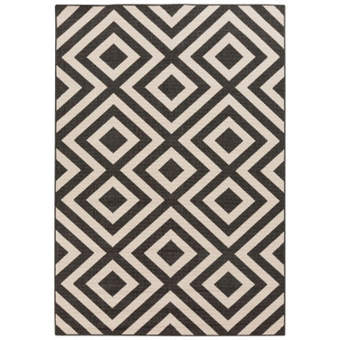 Alfresco ALF-9639 Black 5'3" x 7'6" Area Rug, Indoor/Outdoor