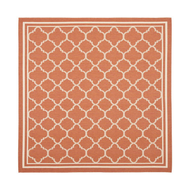 Courtyard Terracotta and Bone 7'10" x 7'10" Sisal Weave Square Outdoor Area Rug