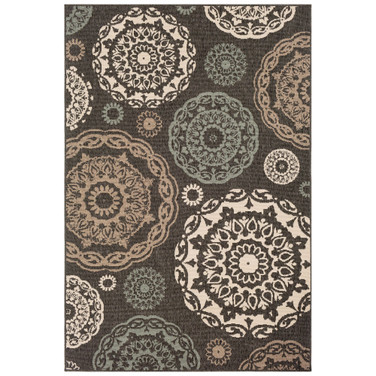Alfresco ALF-9668 Black 7'6" x 10'9" Area Rug, Indoor/Outdoor
