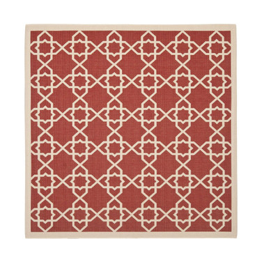 Courtyard Red and Beige 6'7" x 6'7" Square Outdoor Area Rug