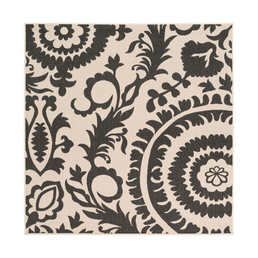 Alfresco ALF-9612 Black 7'3" Square Area Rug, Indoor/Outdoor