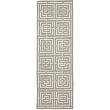 Courtyard Grey and Cream 2'3" x 6'7" Sisal Weave Runner Outdoor Area Rug