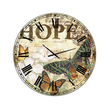 Inspirational Butterflies Hope Large Cottage Wall Clock - 36 x 36