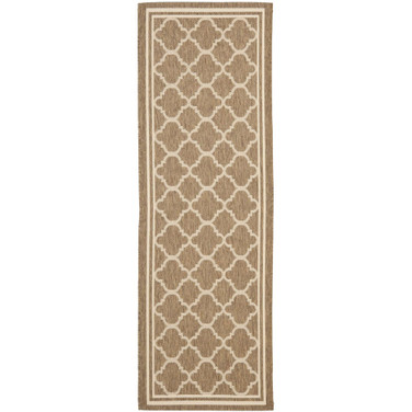 Courtyard Brown and Bone 2'3" x 22' Runner Outdoor Area Rug