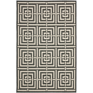 Courtyard Black and Bone 5'3" x 7'7" Outdoor Area Rug