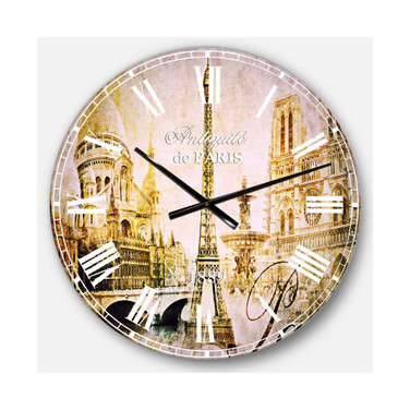 Cityscape Digital Oversized Round Metal Wall Clock
