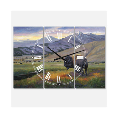 One Ton Warrior Large Traditional 3 Panels Wall Clock - 23" x 23" x 1"