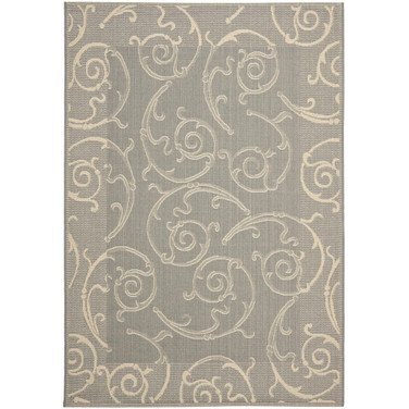 Courtyard Gray and Natural 6'7" x 9'6" Sisal Weave Outdoor Area Rug