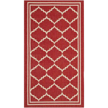 Courtyard Red and Beige 2'3" x 6'7" Sisal Weave Runner Outdoor Area Rug
