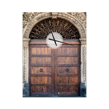 Old Door in Catania Wall Clock