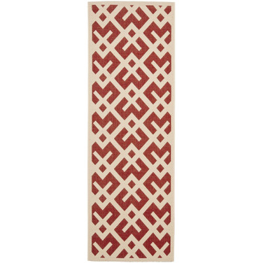 Courtyard Red and Bone 2'3" x 6'7" Runner Outdoor Area Rug