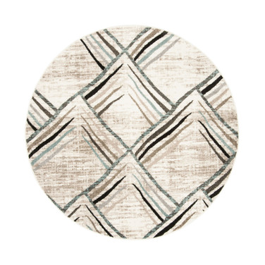 Amsterdam Cream and Charcoal 6'7" x 6'7" Round Outdoor Area Rug