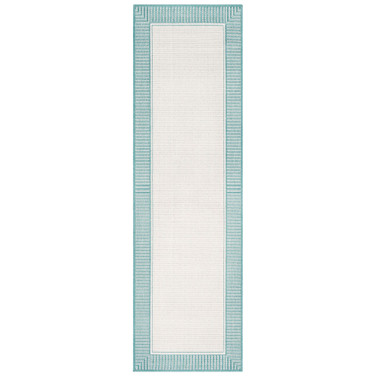 Alfresco ALF-9680 Teal 2'3" x 7'9" Runner Area Rug, Indoor/Outdoor