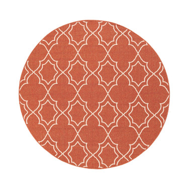 Alfresco ALF-9591 Rust 5'3" Round Area Rug, Indoor/Outdoor