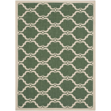 Courtyard Dark Green and Beige 6'7" x 9'6" Outdoor Area Rug